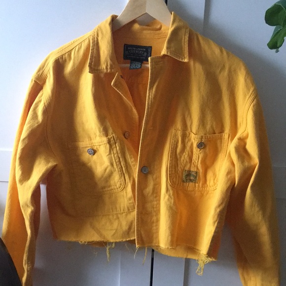 Ralph Lauren Country Cropped Yellow Denim Jacket Size Small - Picture 2 of 5
